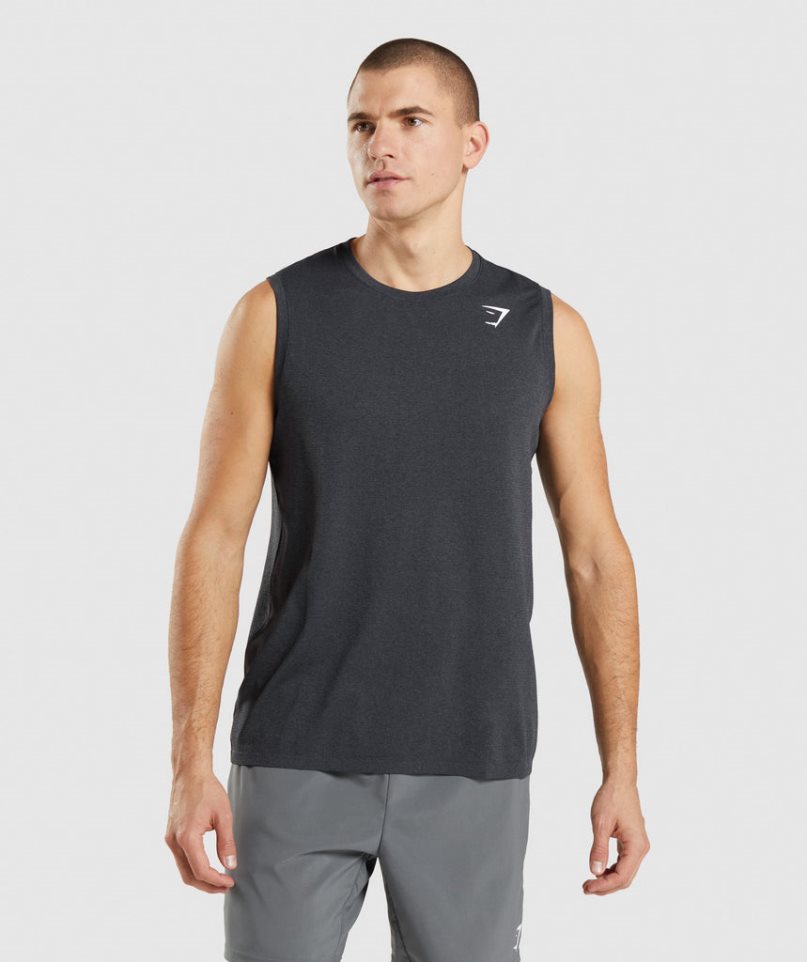 Men\'s Gymshark Arrival Seamless Tanks Black | CA 8713DA